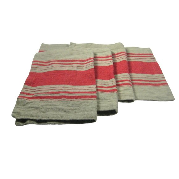 Feta Set of 4 Placemats Farmhouse Red Stripes 100% Cotton Table Decor Rustic - Picture 2 of 6